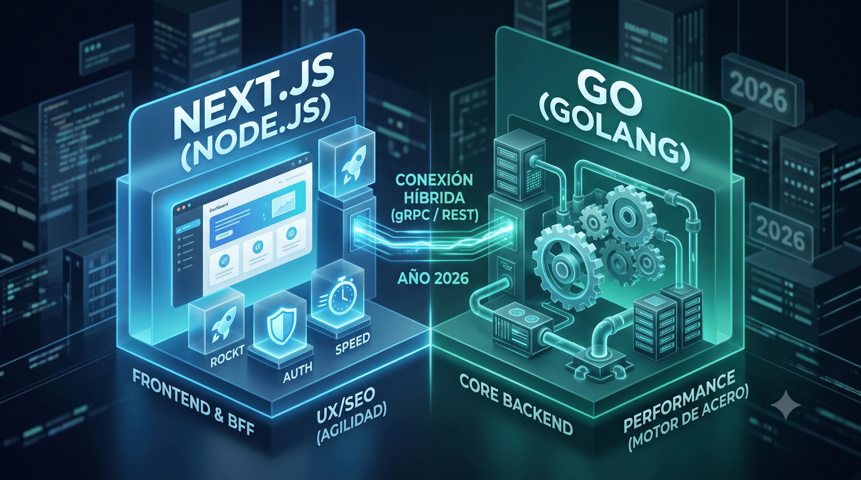 Arquitecturas Backend Híbridas en 2026: El Éxito de Go + Next.js